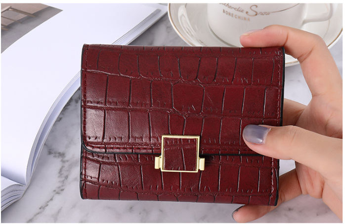 محفظة نسائية قصيرة - لون بني فاتح