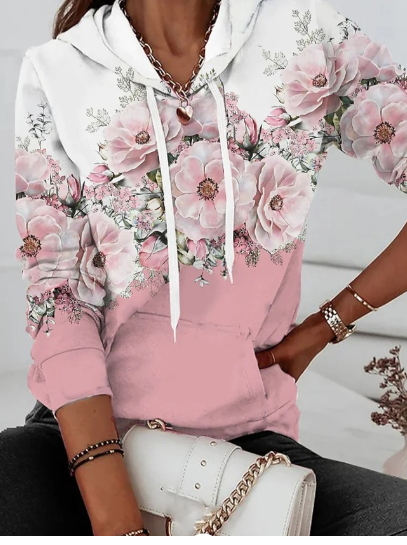 Hooded Sweater Floral Print 5
