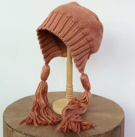 Gorro de Lana Trenzado Largo Negro