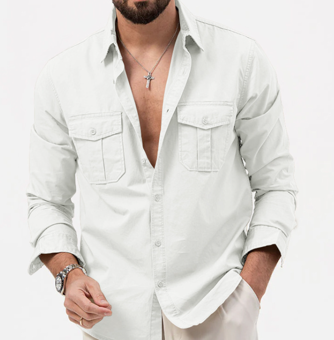 Slim Fit Multi-Pocket Workwear Shirt Image 4