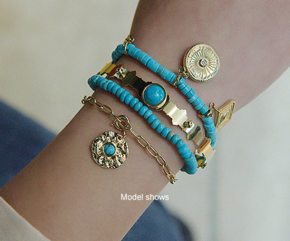 Blue Pine Natural Stone Edge Titanium Steel Bracelet Image 2