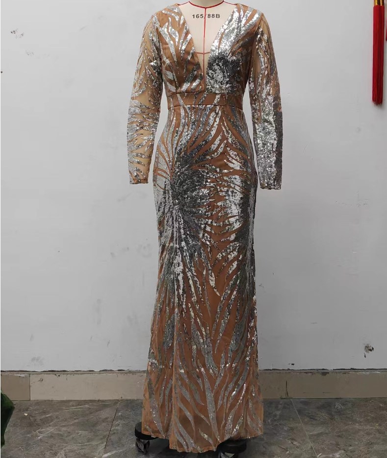 Sequin Long Sleeve Dress 5