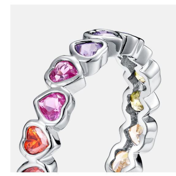 Mini Ring with Multicolored Hearts 3