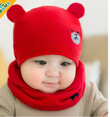 Children's Bear Hat Scarf Two-piece Set