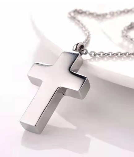 316L Stainless Steel Cross Memorial Urn Necklace