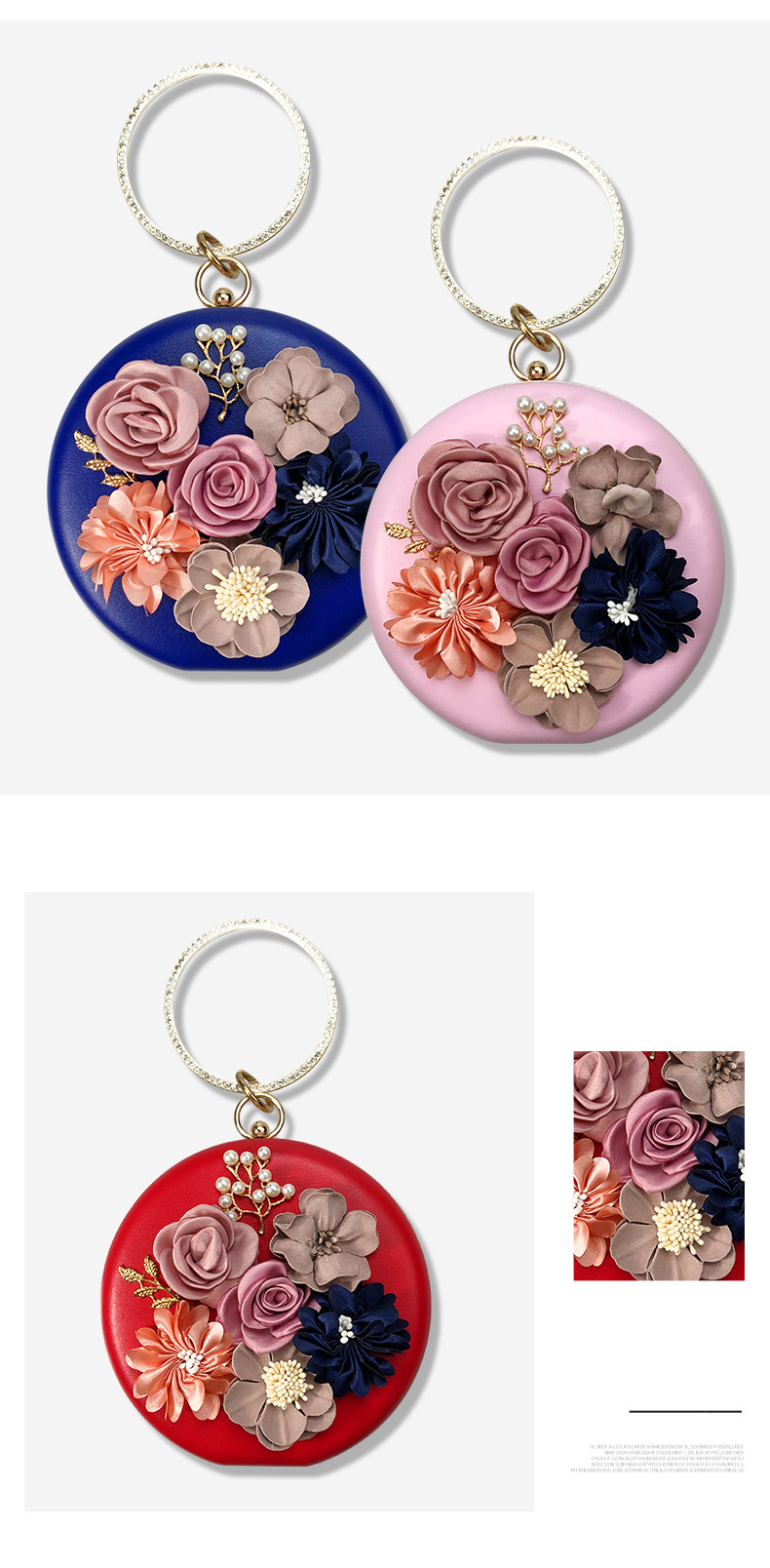 Round Floral Evening Bag Image 2