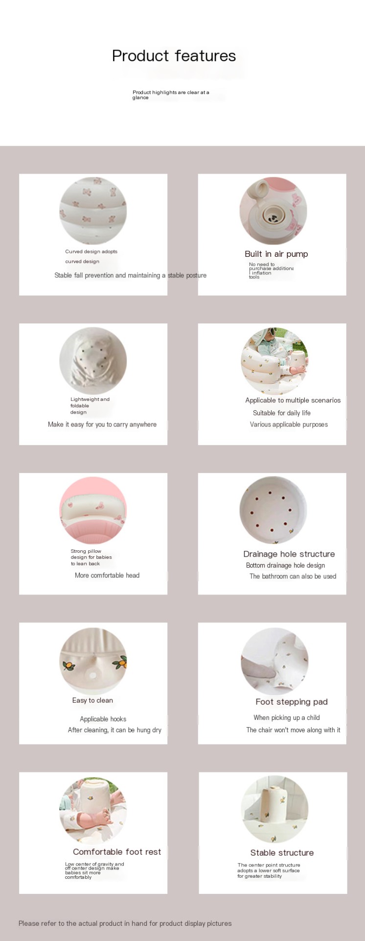 Flying saucer inflatable baby learning chair sofa pvc material baby learning to sit artifact factory spot