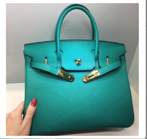 Close-up of Lake Green Handbag