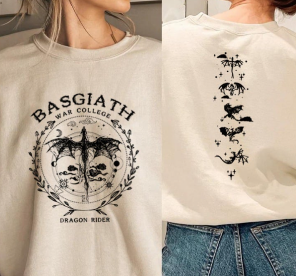 Gold Dragon Fourth Wing Sweatshirt Detail