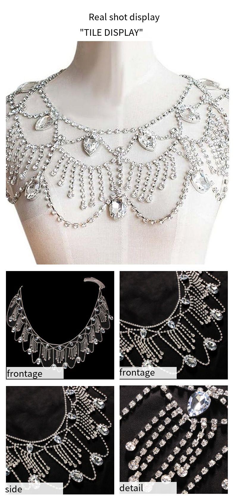 European and American bridal wedding rhinestone shoulder chain necklace female sexy multi-layer tassel body chain jewelry body chain