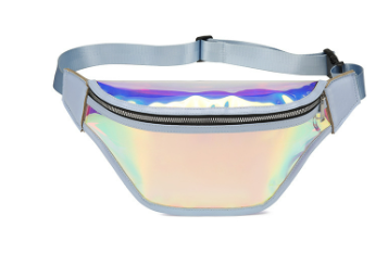 Irregular Personality Laser Reflective Crossbody Chest Bag - Black