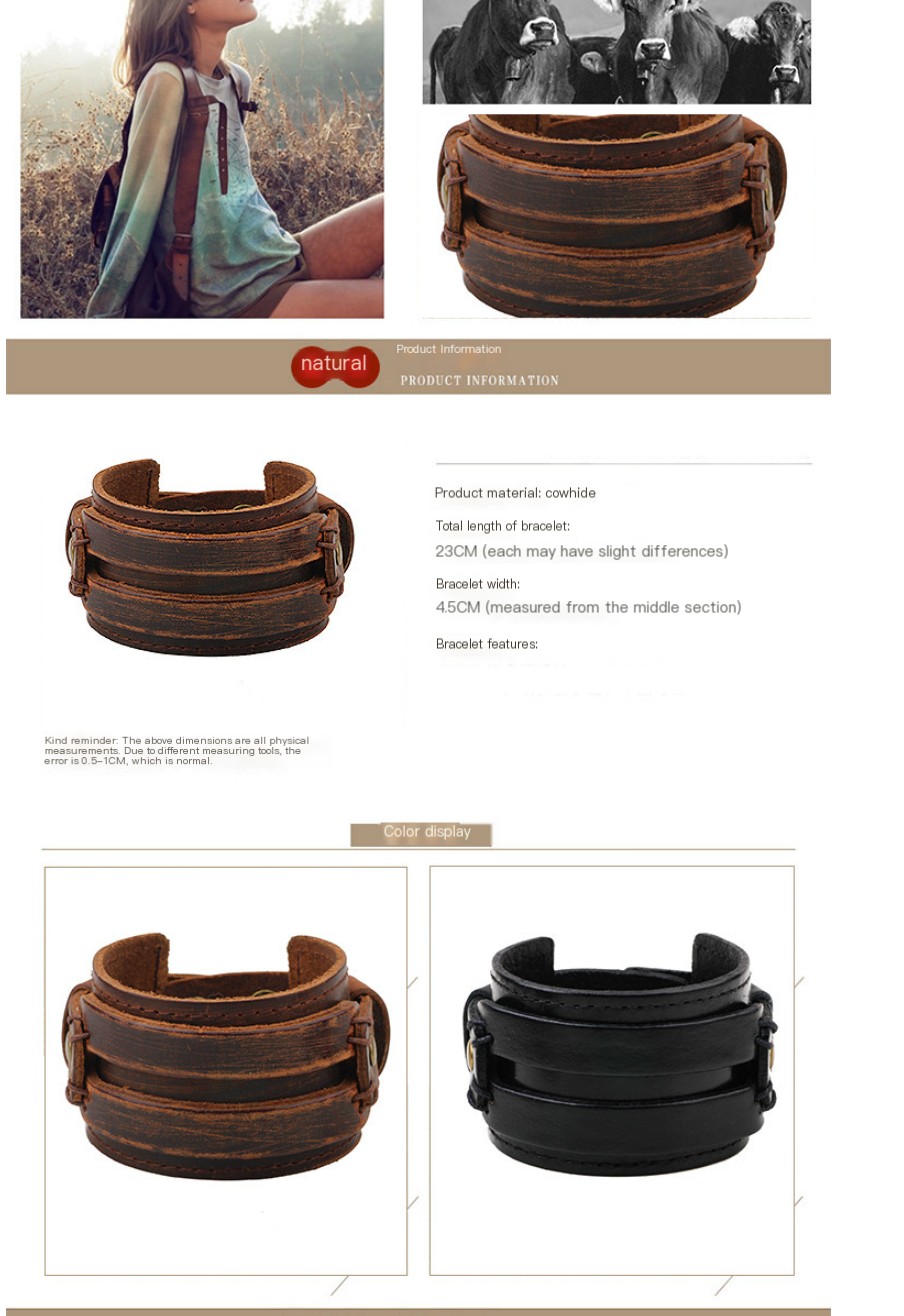 Retro Leather Wide Bracelet