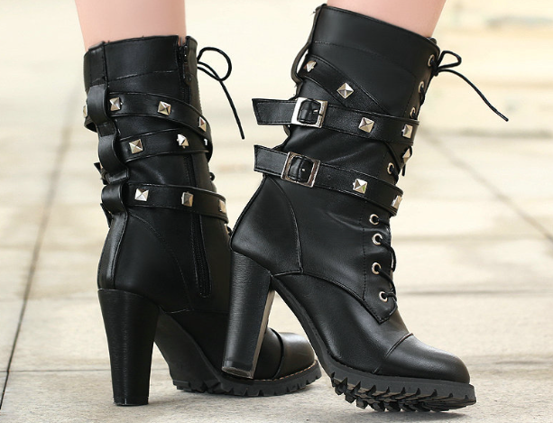 Thick Heel Martin Boots