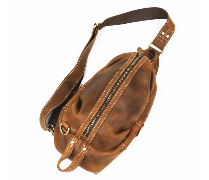 Retro Cowhide Chest Bag - Image 1