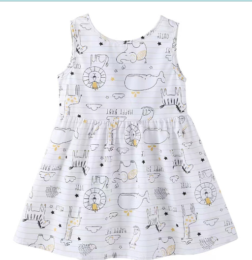 Children's Dress with Printed Ribbons