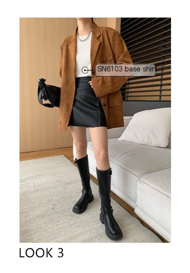 Suede Silhouette Loose Suit Jacket Image 4