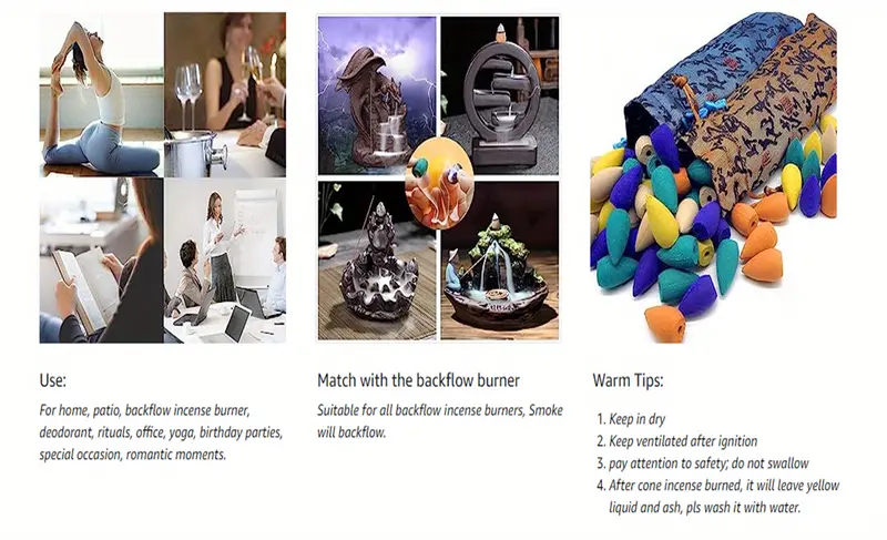 100pcs Reflux Incense Cones Mixed With 8 Kinds Of Natural Aromatic Incense Cones, Reflux Incense For Air Purification, Prevent Anxiety And Fatigue image