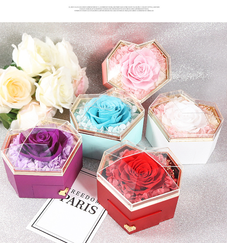 New love eternal flower gift box Valentine's Day Rose jewelry box Christmas love jewelry box in stock wholesale