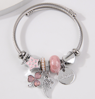 Adjustable Titanium Bracelet - Pink