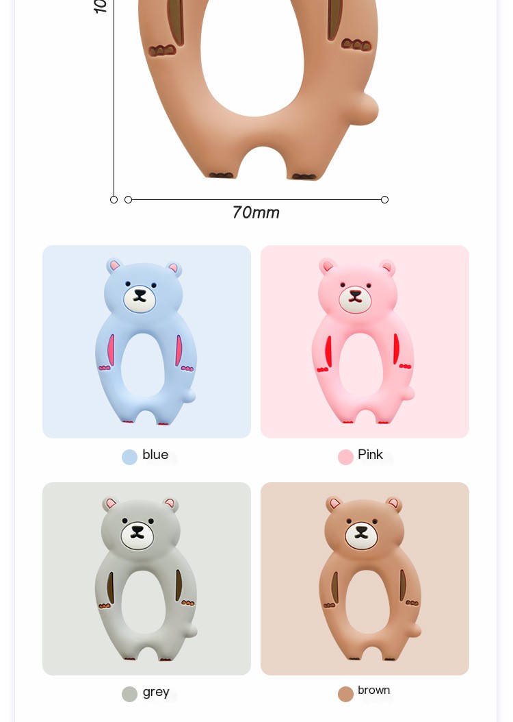 Silicone Bear Teether Pink