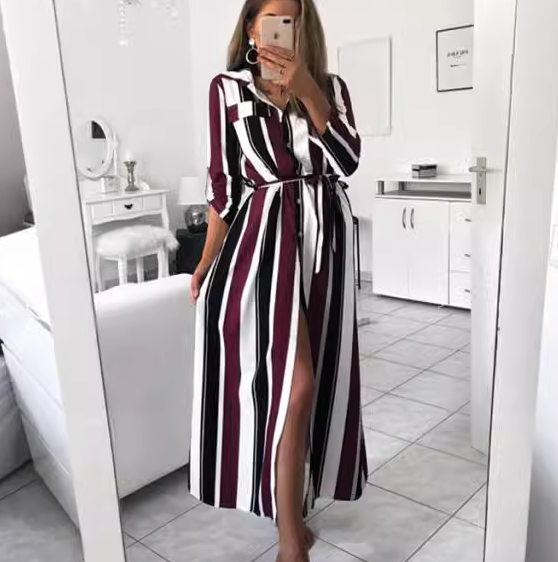 Colorful Striped Shirt Dress 2