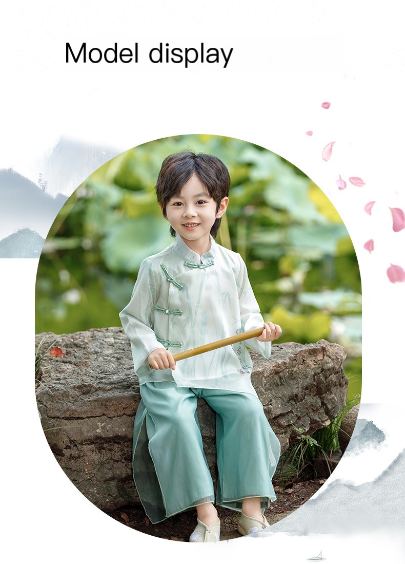 Boy's Hanfu children's clothing 2024 New Spring boy's ancient style spring clothes improved national style Tang suit spring and autumn performance clothes