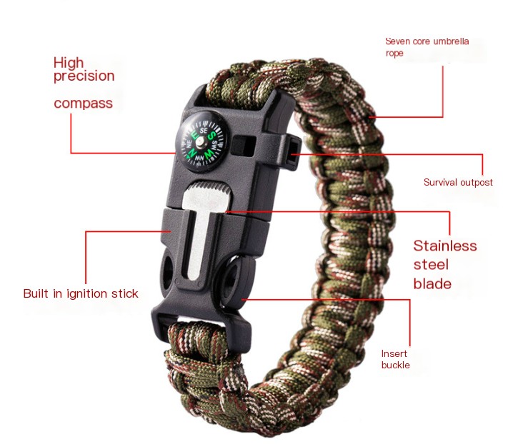 Paracord Survival Bracelet in Black