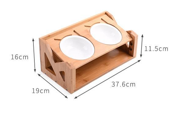 Wooden Cat Bowl Stand
