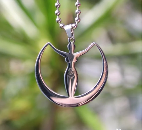 Exotic Yoga Gymnastics Moon Pendant Necklace for Women image