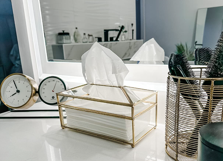 Brass Glass Tissue Box Image 5