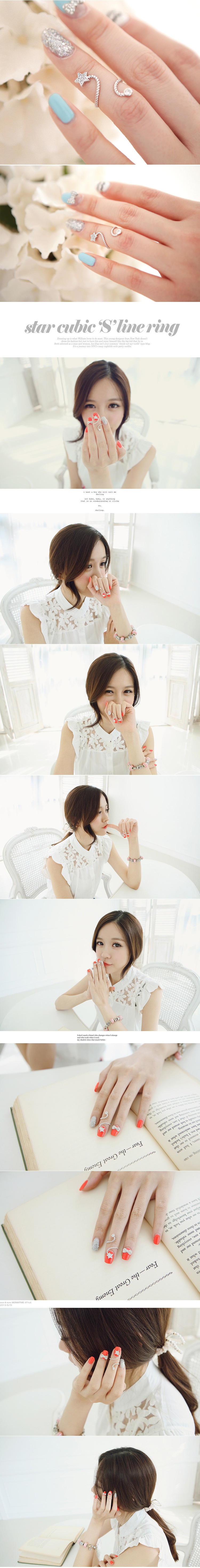 Rhinestone Starfish Flower Joint Ring