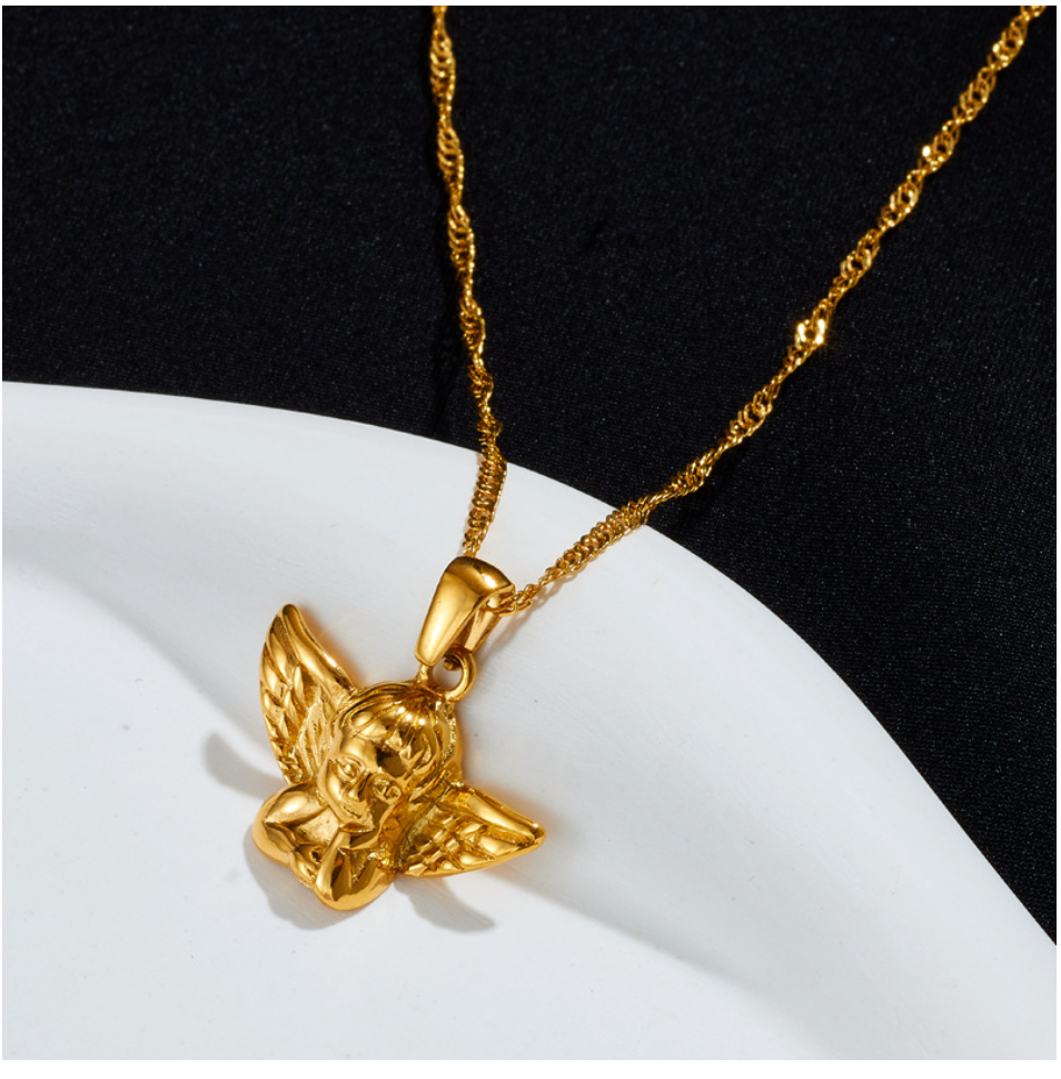 18 Karat Gold Plated Heart with Cross Necklace Image 6