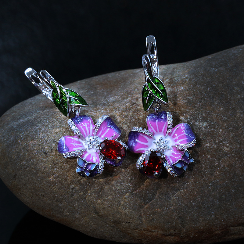 Enamel Butterfly Earrings Image 2