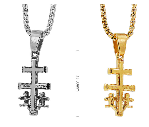 COLLIER CROIX DE LORRAINE Steel Pendant