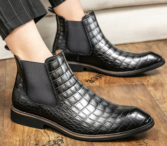 Gray High-top Chelsea Boots