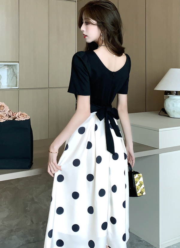 Polka Dot Spliced Chiffon Dress 4