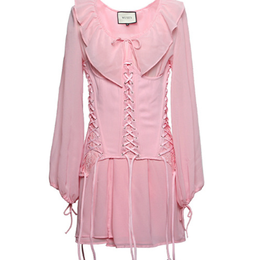 Lotus Leaf Collar V-Neck Dress Image 1