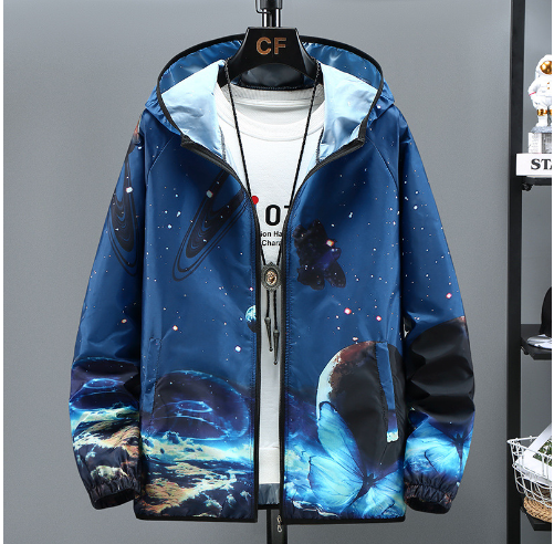 Summer new 2024 trend thin breathable sunscreen clothes for men gradual starry sky plus size skin coat image