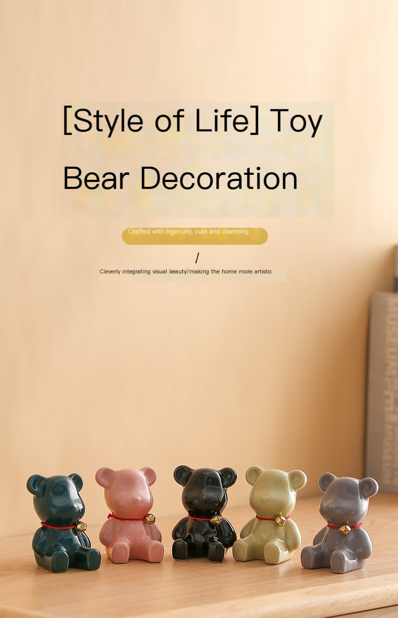 Ceramic Cartoon Heart Bear Figurine