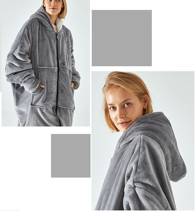TV Blanket Hoodie in Navy Blue