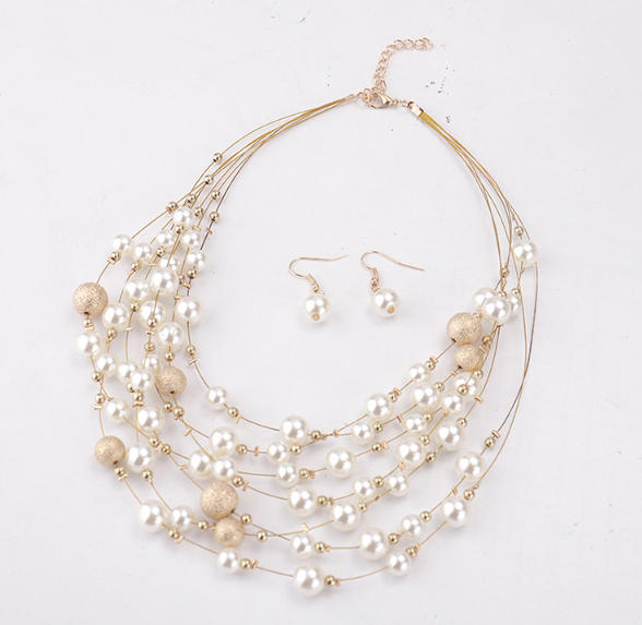 Multilayer pearl necklace pendant