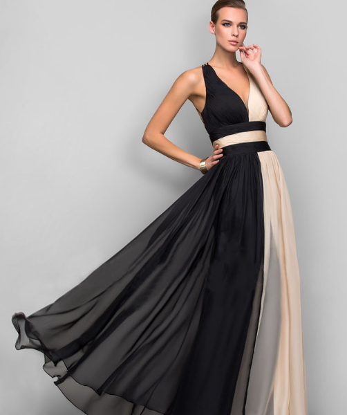 Elegant V-neck backless dress