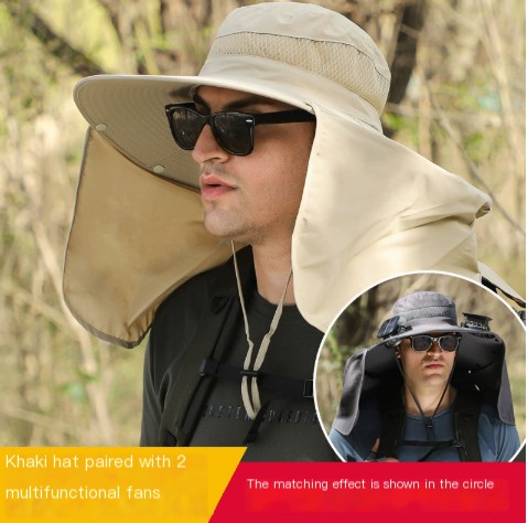 Dayan Sunscreen Sun Hat Outdoor Sunshade Big Shawl Neck Protection Hat Large Wind Power Rechargeable Solar Dual Fan Hat