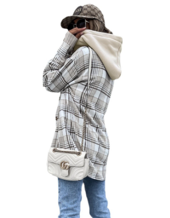 Hooded Plaid Shirt Jacket 1