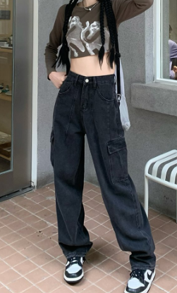 Black Gray Wide-leg Pants