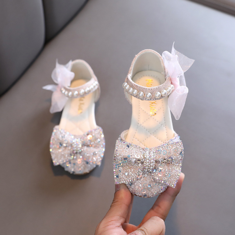 Sandália Infantil Festa Com Strass e Laço | Batizado | Casamento | Formatura - EBBS015