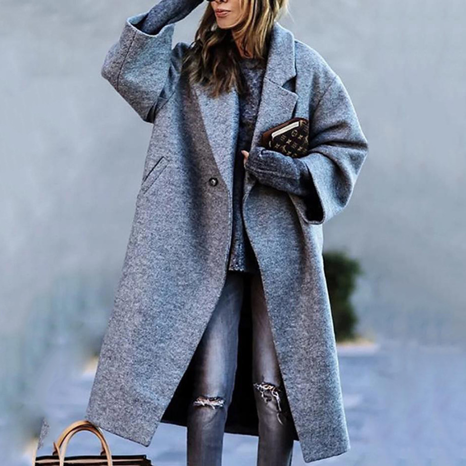 Womens Casual Fashion Long Plaid Jacket Image 5