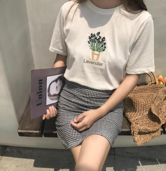 Lavender Embroidered T-Shirt