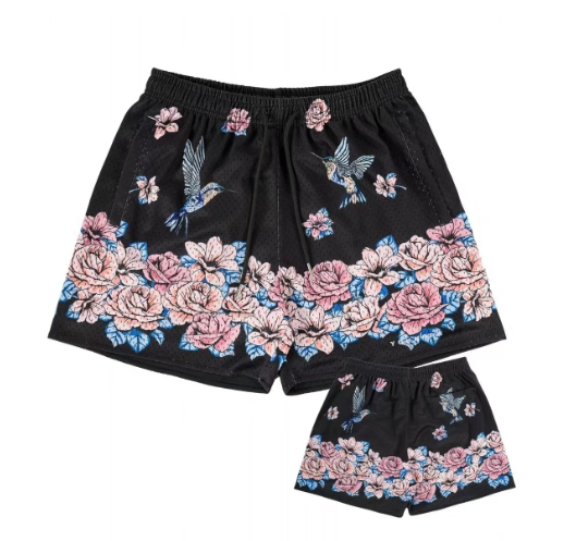 Young la mesh shorts - Black Peony