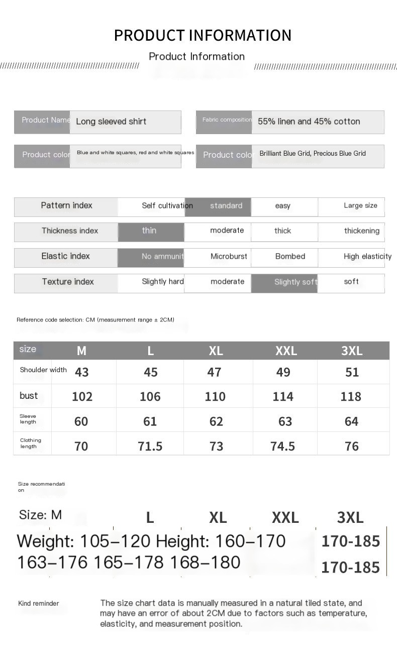 Japanese-style Fresh Checkered Cotton-Linen Shirt 1